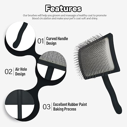 Miniatura 4 de Cepillo para perros Goldendoodles, caniches, garabatos, caniche y garabatos, cepillo extra largo para perros de pelo medio a largo, para pelaje de