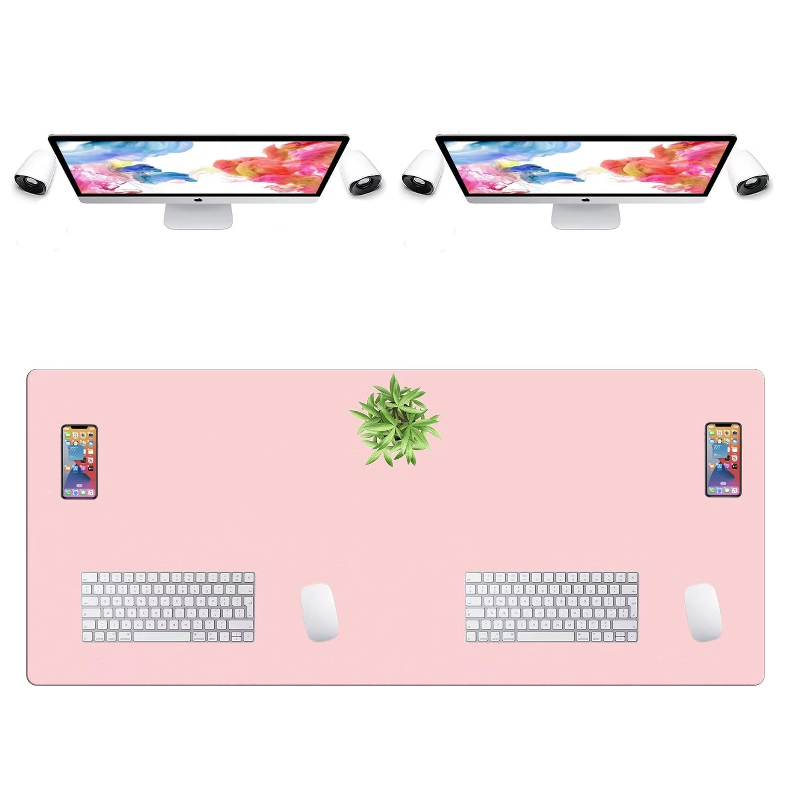 LL-COEUR Extra Large PU Leather Desk Mat Large Mouse Pad XXL Waterproof Table Mat Office Laptop Writing Pad (55.1 x 23.6 inch, Pink) — image 1