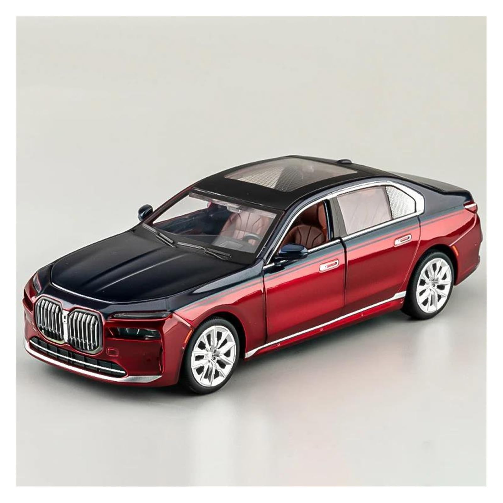 Modellino Pressofuso Auto in Scala 1:24 per BMW I7 G70 Modellino in Metallo Pressofuso per Auto(Rosso)