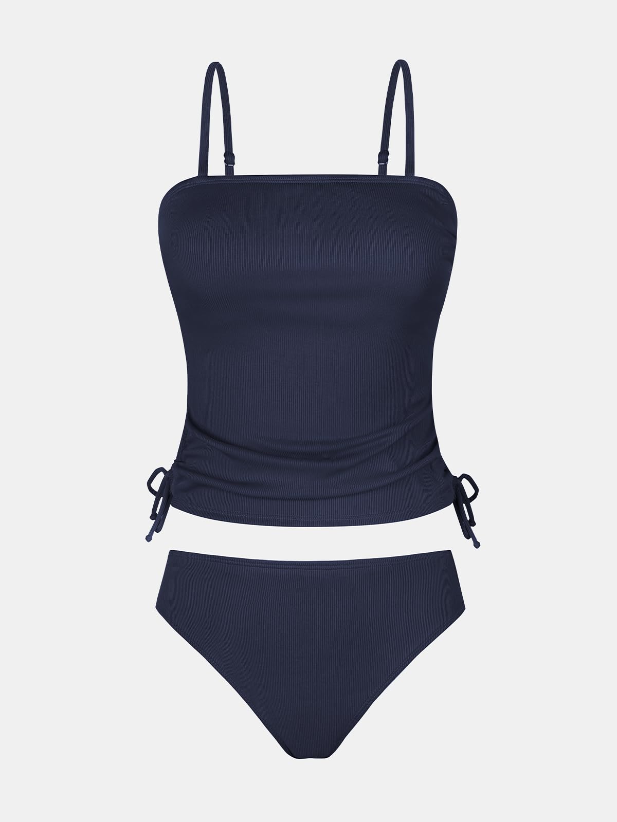 CUPSHE Damen Tankini Set Camisole Geraffte Kordelzug High Waist Badeanzug