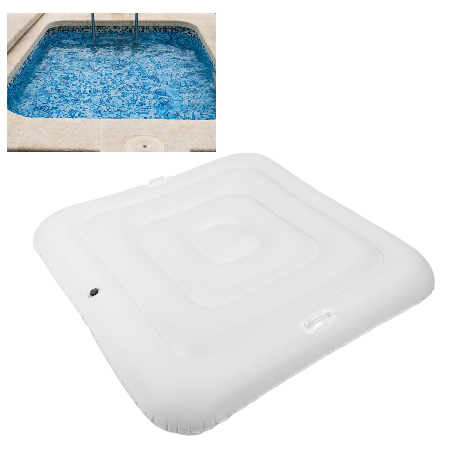 Couverture de Piscine Carrée Gonflable de 130 Cm, Protection en PVC Anti-poussière pour Spa Extérieur pour Une durabilité et Une propreté Améliorées