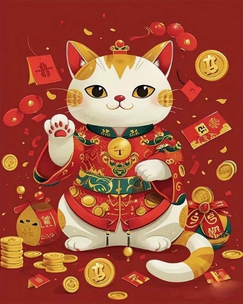 Kit Broderie Imprimé 11CT Toile Pré-Imprimée Chat 50x70 - 8