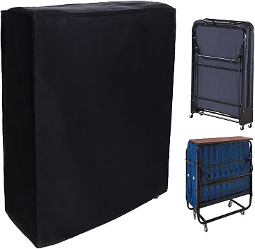 33in Rollaway Bed Storage Cover, Folding Bed Storage Cover with Zipper and Adjustable Drawstring,Thick Fabric Waterproof and Dust Resistant Black 33" x 13" x 42"