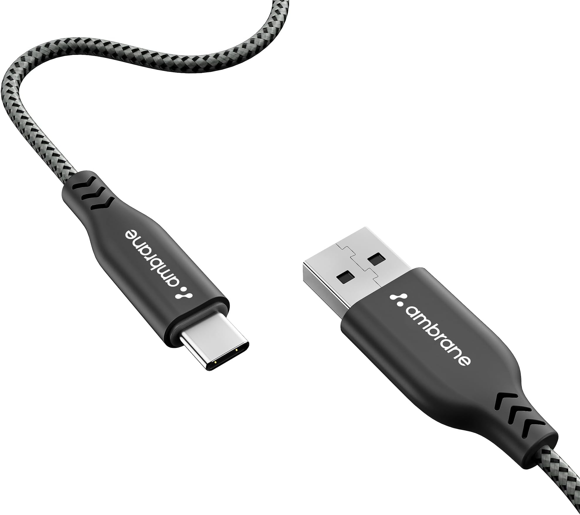 Ambrane Type C Cable 3A Fast Charging 1M Braided Cable for Iphone Smartphones, Tablets, Laptops & other Type C devices, 480Mbps Data Sync, Quick Charge 3.0 (RCT 10, Black)