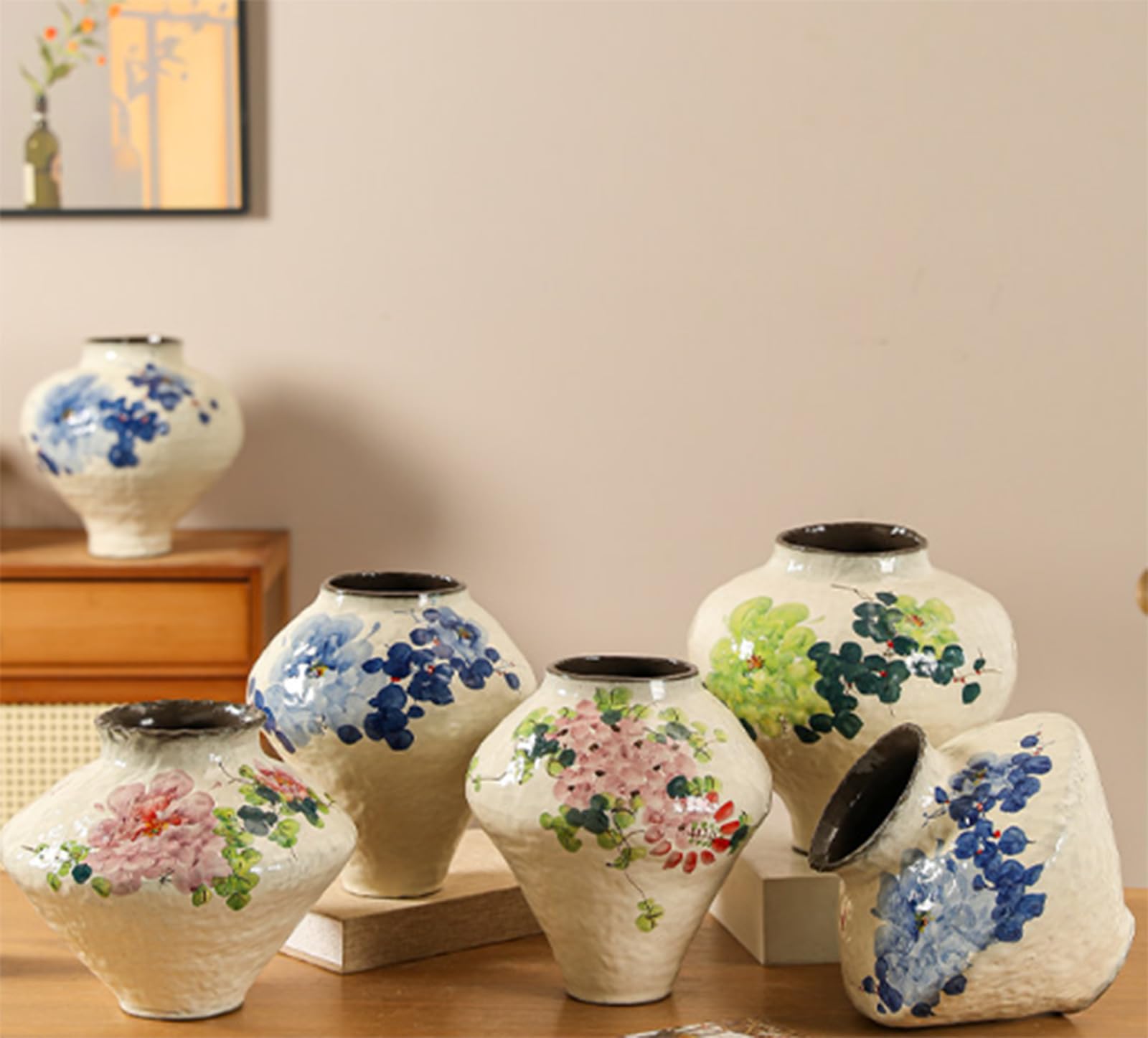 Wazony na kwiaty i wystrój domu, ceramiczny rustykalny wazon na kwiaty w stylu wiejskim, antyczny wazon z terakoty, dekoracja boho do domu, salonu, przedpokoju, na wesele,A