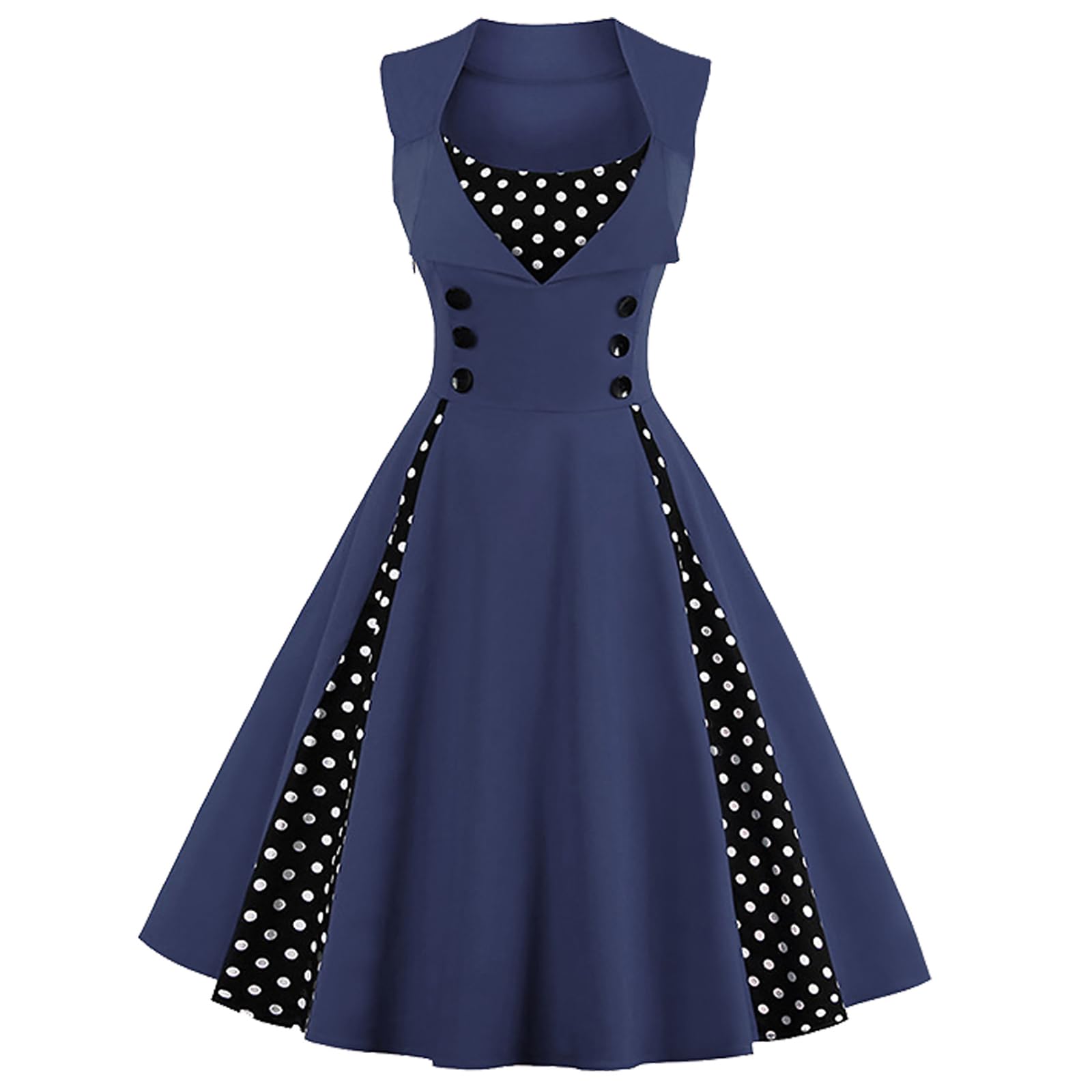 KILLREAL Women's Polka Dot Retro Vintage Style Cocktail Party Swing Dress