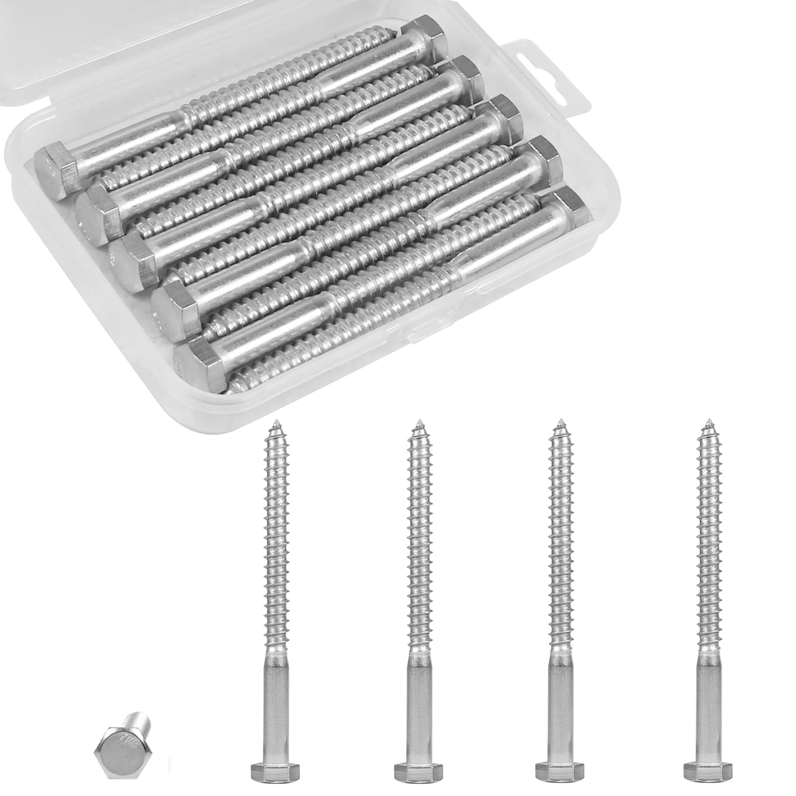 15 Stainless Steel Lag Screws - 5/16" x 3" -9 15 Stainless Steel Lag Screws - 5/16" x 3" -9