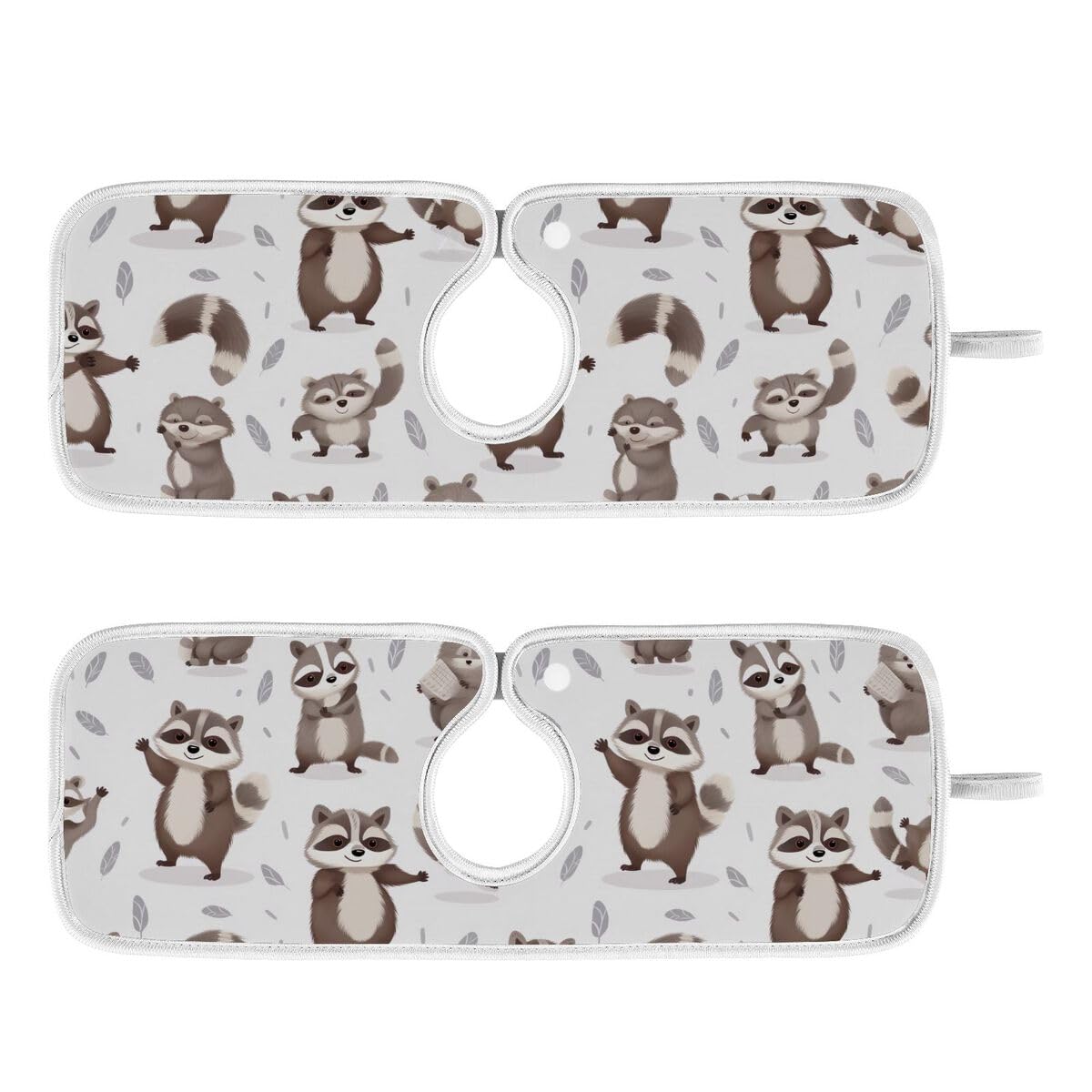 FULUHUAPIN 2 Pack Raccoon Kitchen Faucet Splash Catcher Absorbent Mat, Polyester Sponges Machine Washable Quick Dry Drying Mat, Sink Accessories 14'' x 5'' 20324488