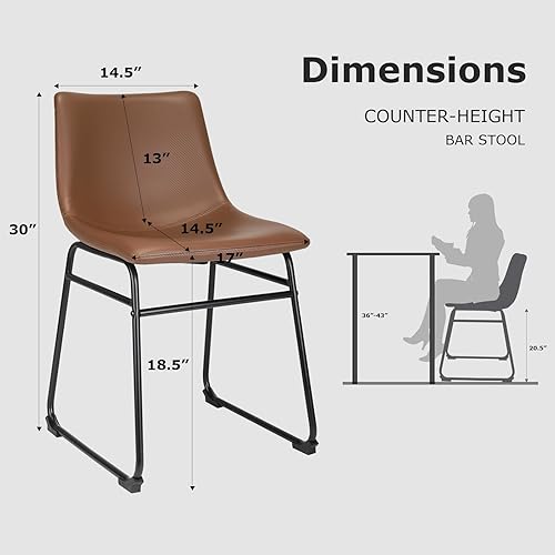 Miniatura 3 de ErgoDesign Sillas de comedor de 18 pulgadas, silla de comedor con respaldo, silla de bar para cocina, sala de estar, café, juego de 2