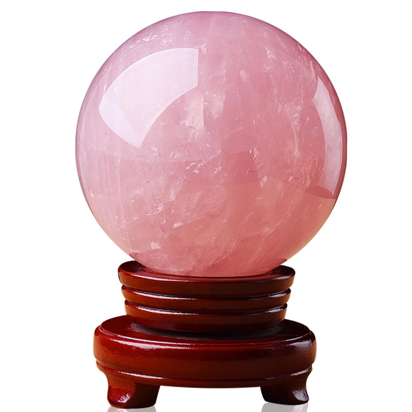 AGSHYWFT Natural Rose Quartz Crystal Ball Sphere Rare Protective Stone Balls Home Ornaments, Meditation Gift, Divination Sphere, Collection Stones Orb,10cm