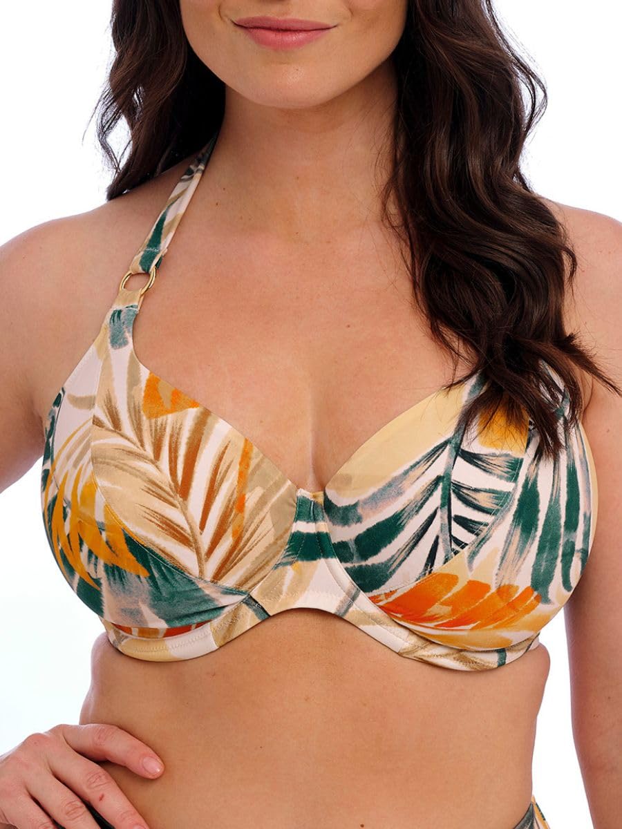 Fantasie Swim Women's Maya Bay Underwire Halter Bikini Top, Warm Sunset, 36E