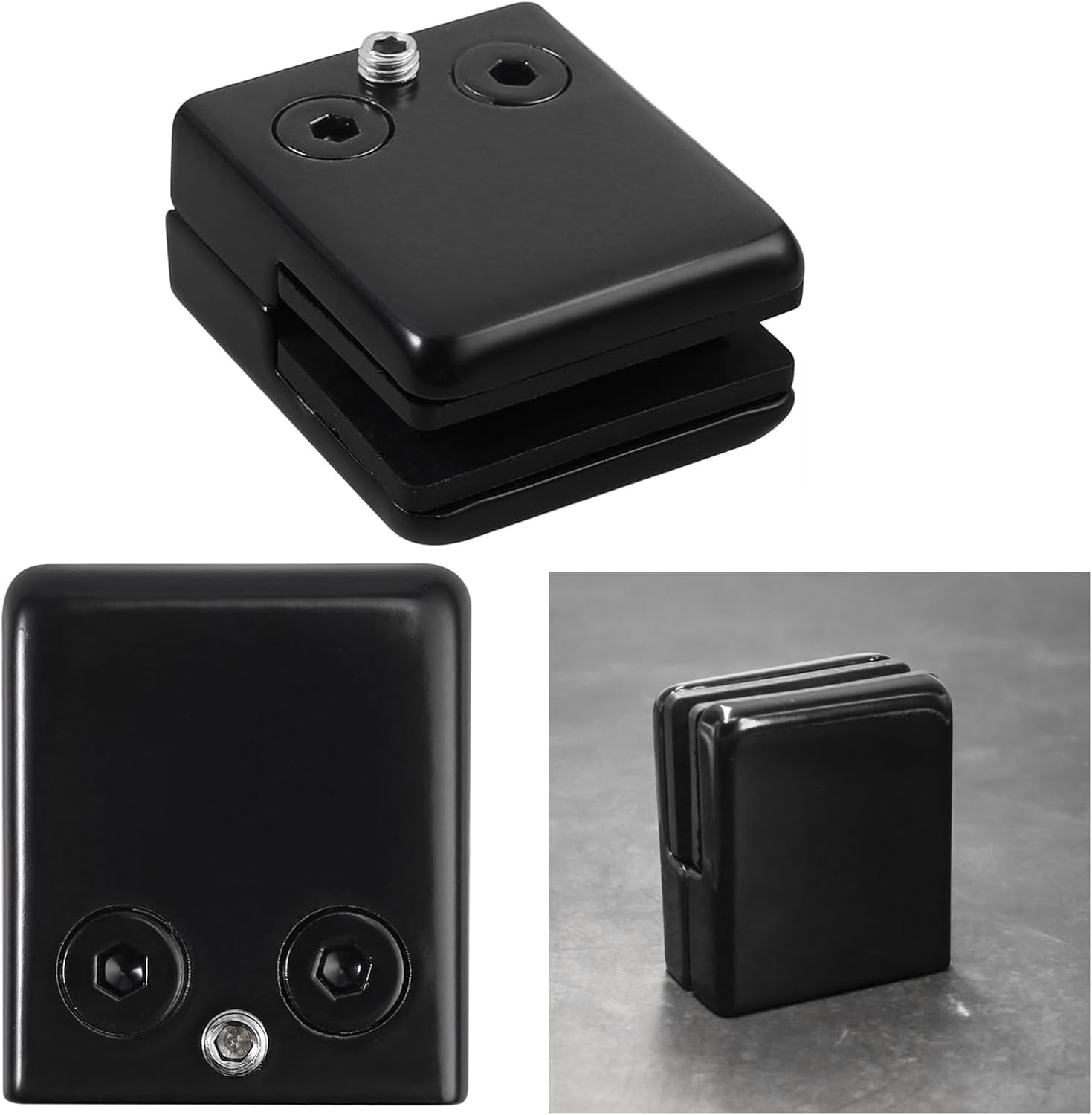 Pinces En Verre Noir,Acier Inoxydable 304 Clips En Verre RéGlables Support En Verre à Dos Plat Pour Balustrade Escalier Main Courante (8, 8-10mm)