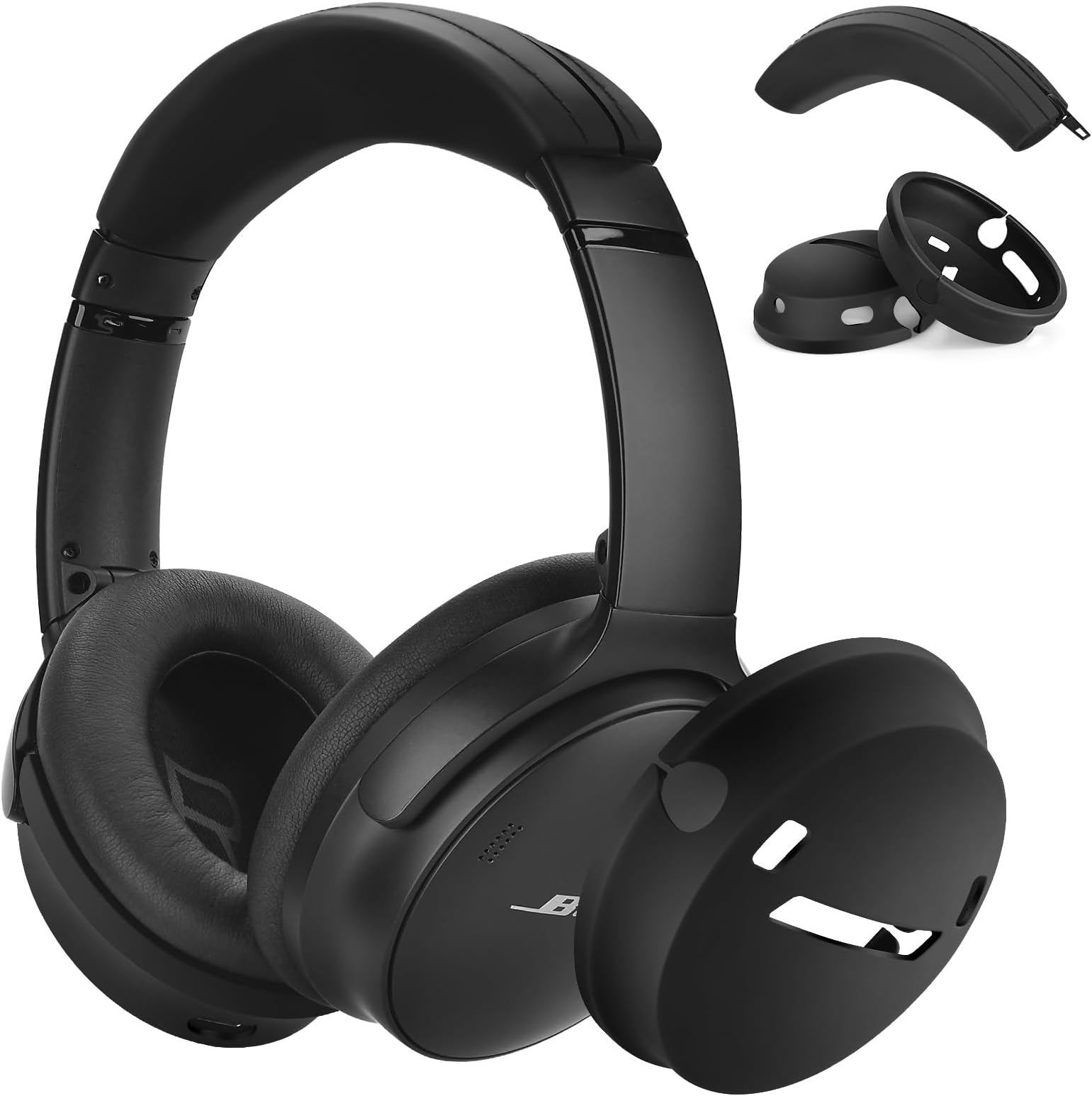 Bose QuietComfort 45 Case Cover, QINGQING Bose qc45 Soft Protective Silicone Cover, Black