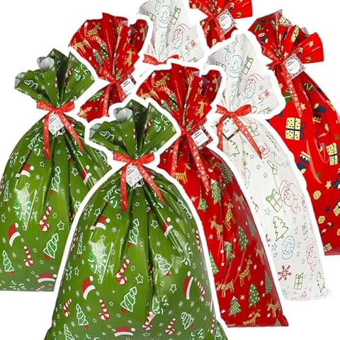 Kidtion Large Christmas Gift Bags - 36'' x 44'' Reusable Holiday Bags for Gifts, Durable Christmas Bags & Jumbo Christmas Gift Bags, Reusable Holiday Gift Bags & Party Favor Bags (8 PCS) Cover