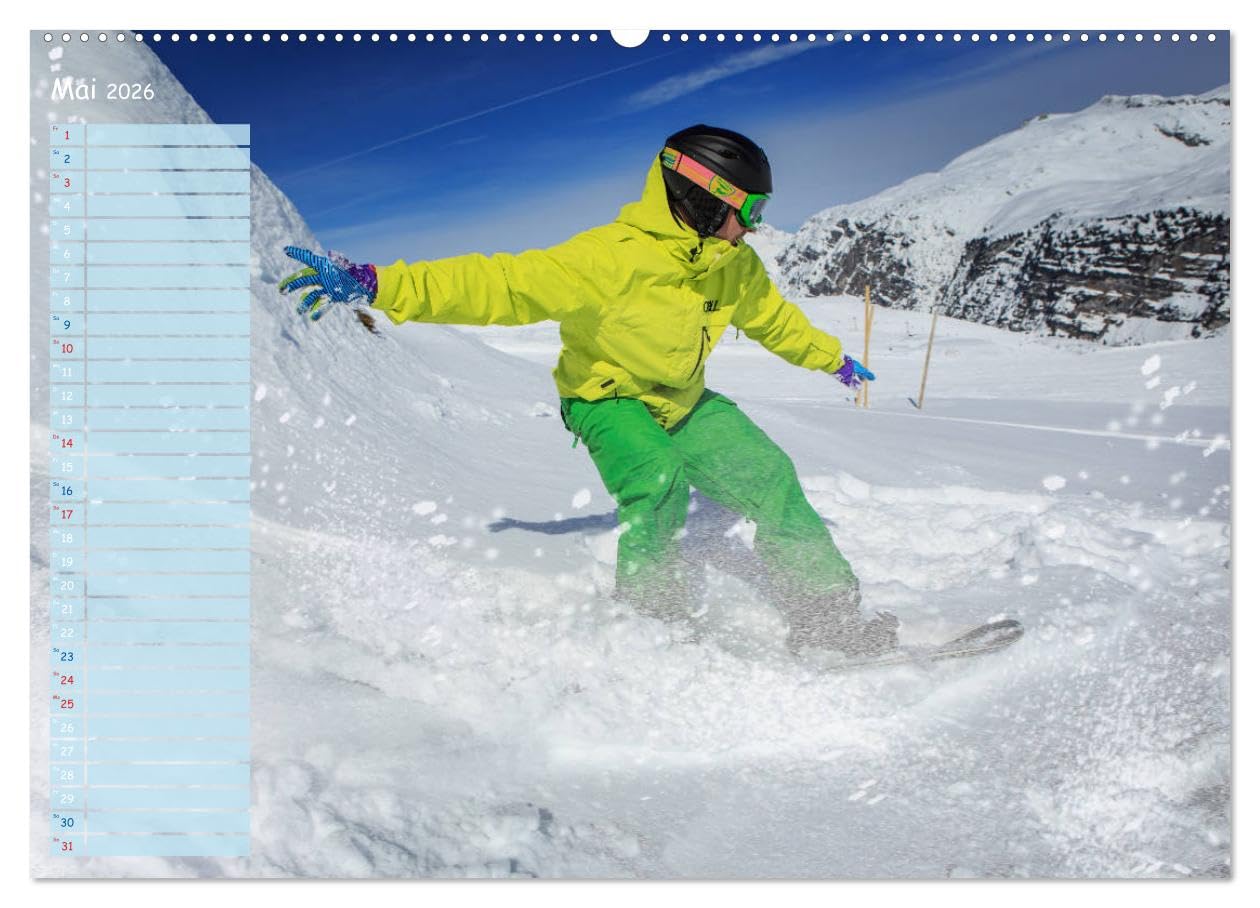 Ski und Snowboard - Leidenschaft im Schnee (Wandkalender 2026 DIN A2 quer), CALVENDO Monatskalender: Ein ganzes Jahr lang das Hochgefühl des Wintersports (CALVENDO Sport)