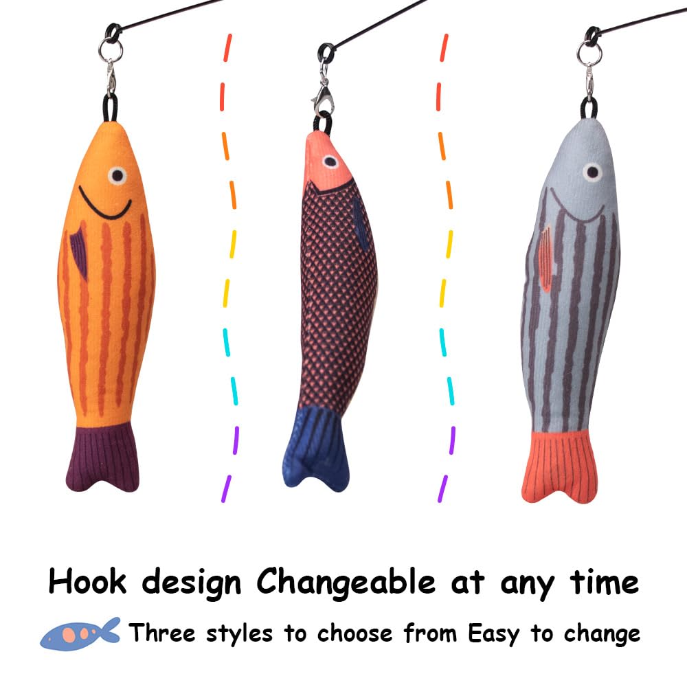 PAZ'S GIFT Cat Wand Toys, 3 Piece Catnip Wiggle Sounding Toys, Soft and Durable, Interactive Cat Kick Toy for Indoor Play