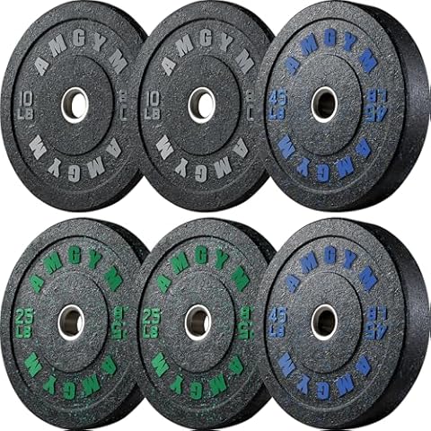 AMGYM High Bounce Bumper Plates Set, 2 Inch Weight Plates for Strength Training, Floor-Protective Barbell Weights for Home Gym & Weight Lifting - 160lbs Plate Set Cover