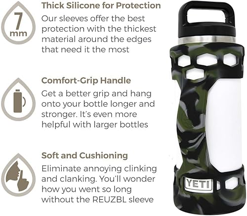 Miniatura 3 de REUZBL Bottle Bumper Silicone Boot Sleeve Protector Accessories with Handle for 26 oz & 36 oz Stainless Steel Water Bottles