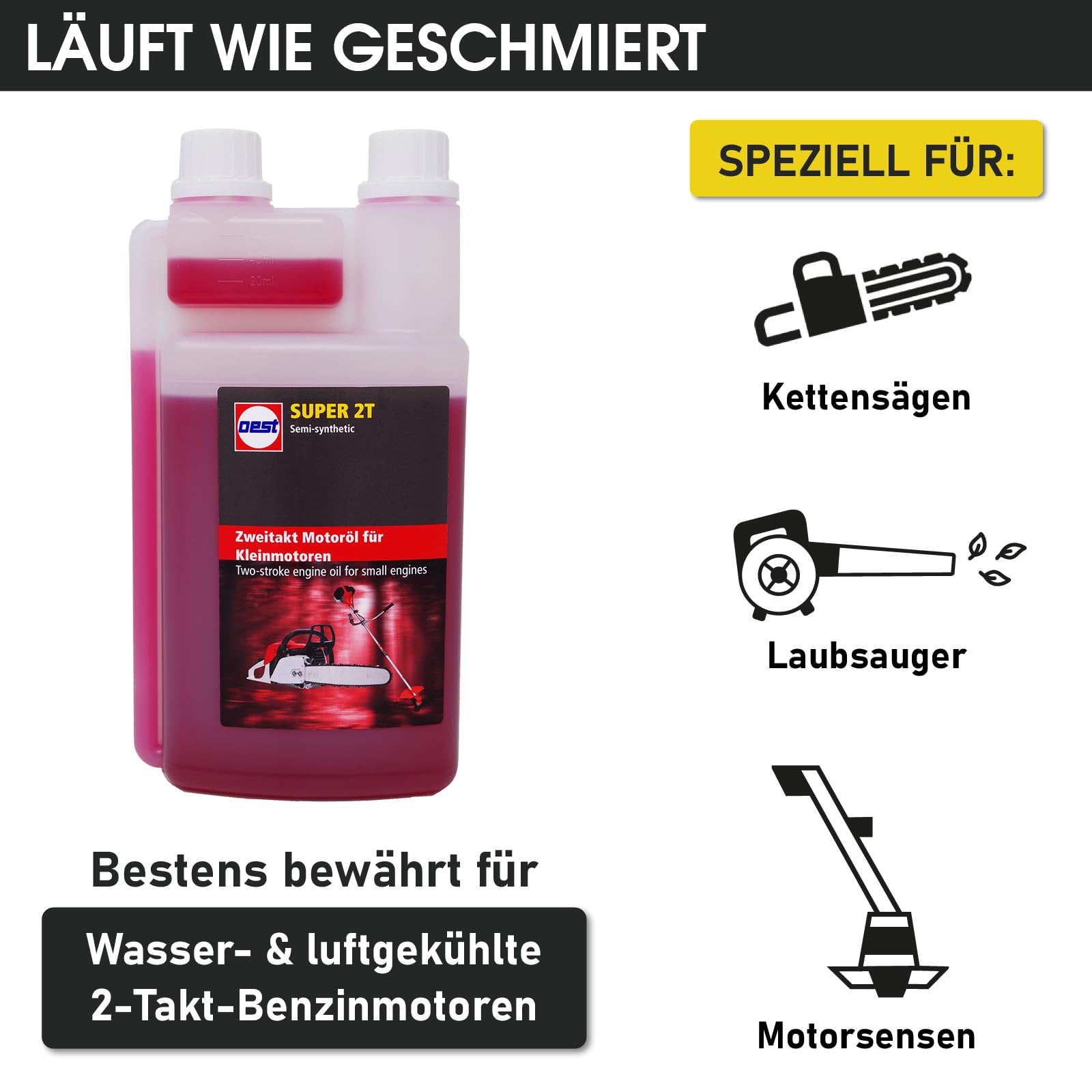 BRAST 2-Takt Motoröl Hochleistungs-Motoröl für 2-Takt-Benzinmotoren Made in Germany