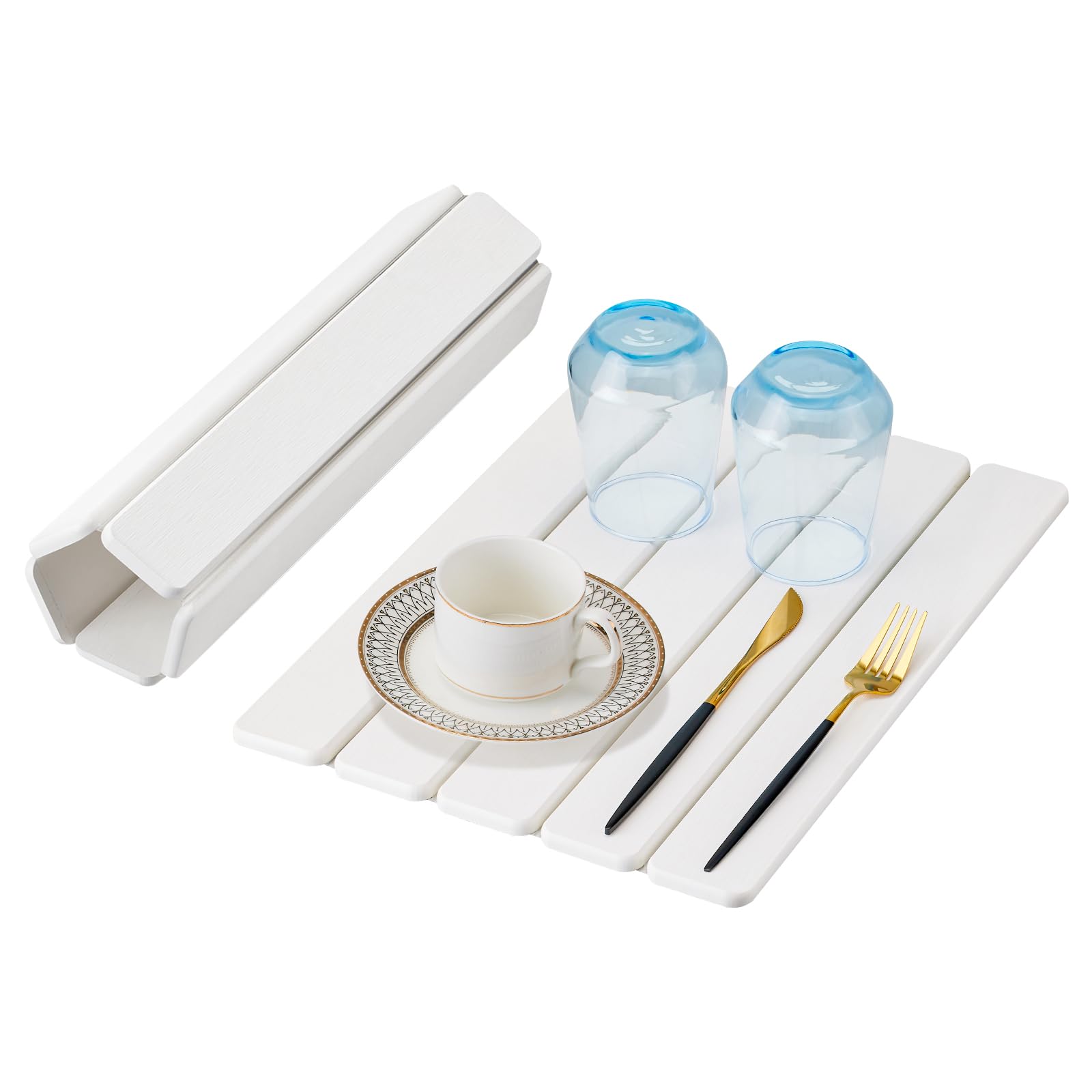 Stone Drying Mat for Kitchen Counter, Stone Bath Mats for Bathroom, Quick Dry Diatomaceous Earth Mat, Foldable Non-Slip Stone Mat for Bathroom Dishes Bottles Cups, Match Any Countertop, 15.8''x11.8''