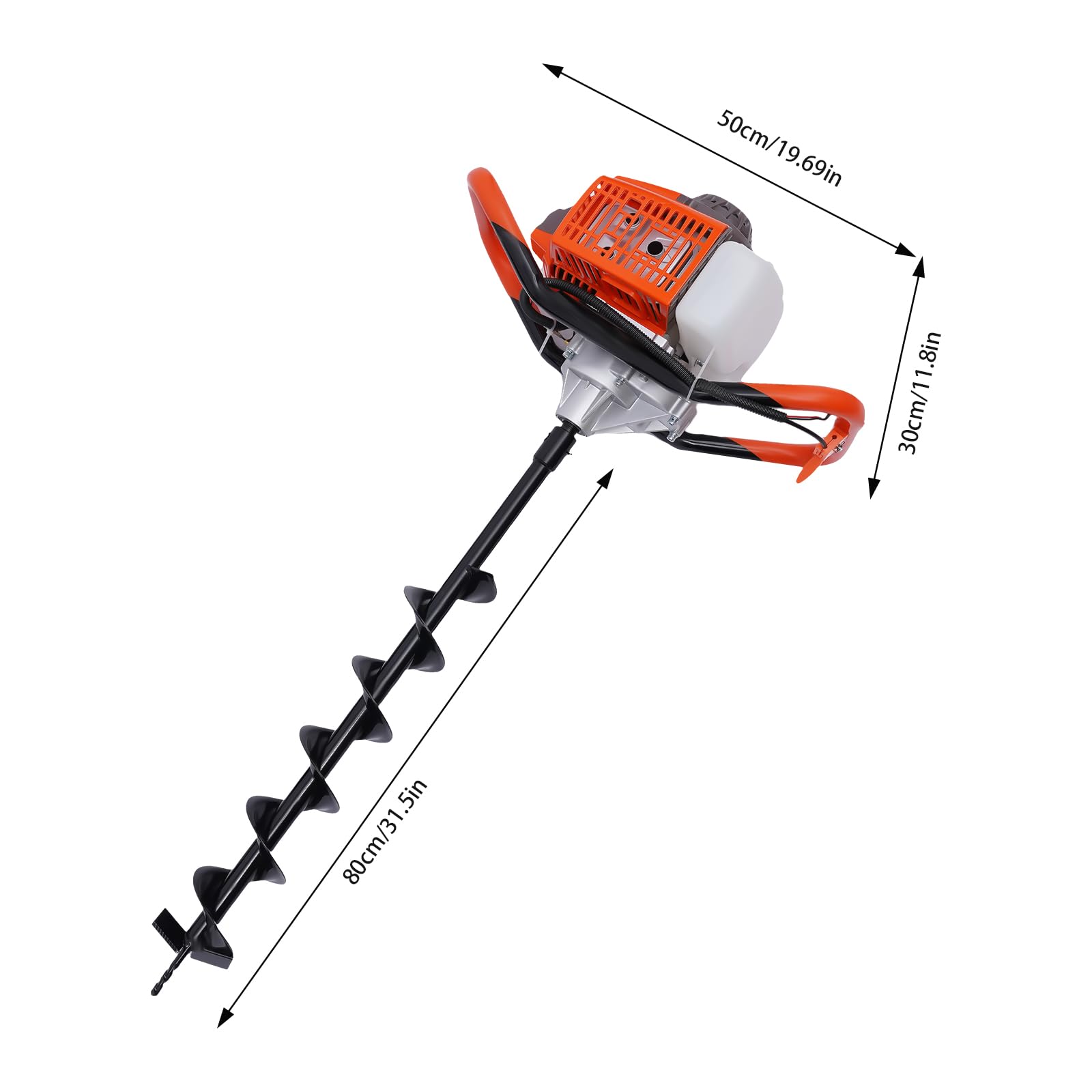 Post Hole Digger, 71CC 2 Stroke Garden Ground Fencing Gas Powered Electric Drill for Frozen Soil, Clay Soil, Hard Soil, Installing Fences, Installing Railings, Planting Trees