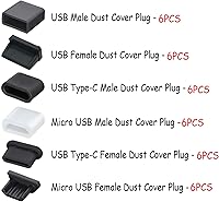 Vista 2 de 36 tapones USB antipolvo, tapón antipolvo USB tipo C, protector de puerto de silicona suave micro USB, protector de puerto antipolvo para puertos