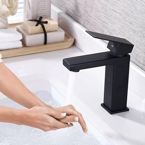 Miniatura 2 de MOSSON Bathroom Sink Faucets Matte Black Vessel Sink Faucets Single Hole Single Handle Bathroom Vanity Faucet for Bath and RV Sinks,Deck Mount Solid