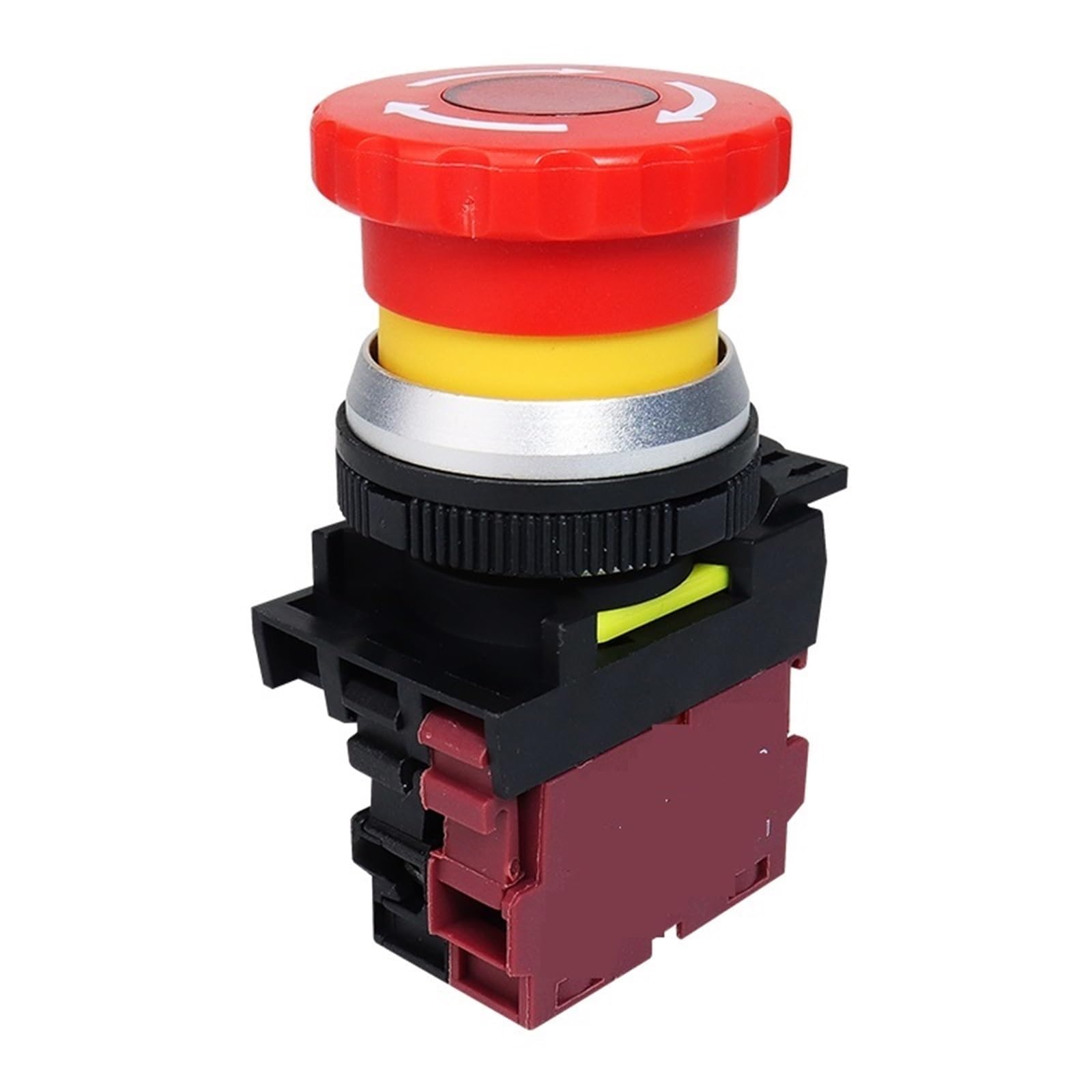 30 mm wyłącznik awaryjny wł./wył. LA36M blokujący wyłącznik awaryjny z tworzywa sztucznego z czerwonym światłem LED 220 V 12 V 24 V (z czerwonym światłem, AC220-380 V)