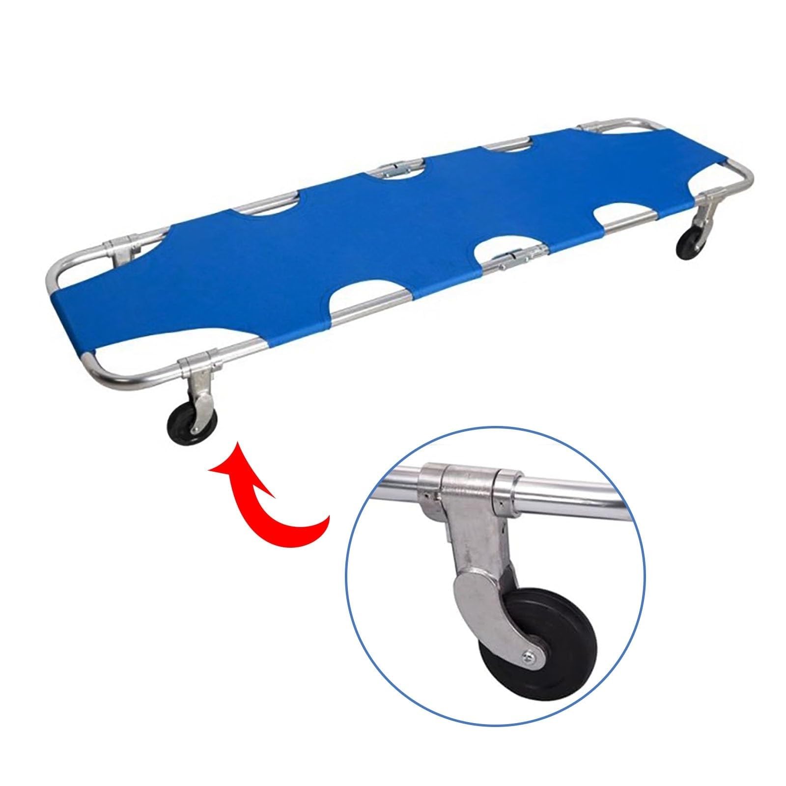 Tragbare Krankentrage, Klappbare Trage Aus Aluminiumlegierung, Mit 4 Rädern Und Gurt, Tragfähigkeit Bis Zu 159 Kg/350 Lb, Leicht Zu Tragen, Geeignet Für Krankenhäuser