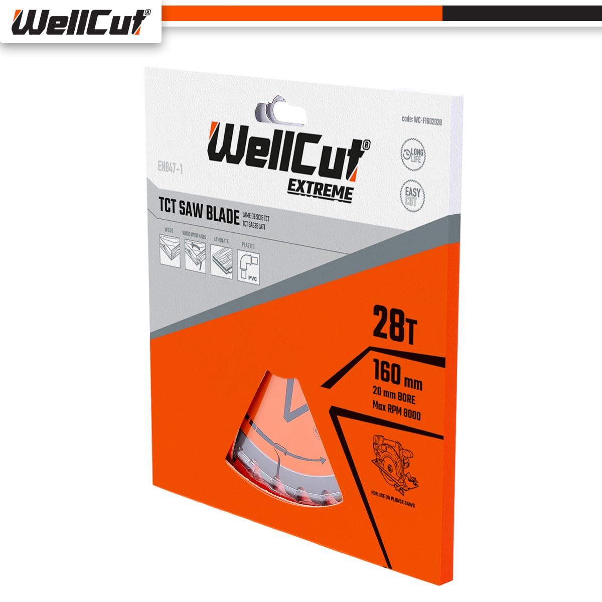 WellCut TCT Lot de 5 lames de scie 160 mm x 28 dents x 20 mm alésage pour Festool