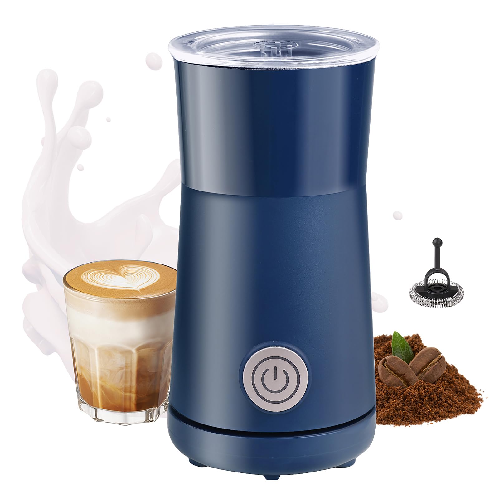 Huogary Milk Forther Simple Milk Frother and Steamer 2-in-1 Milk Steamer with Hot Milk Foam and Hot Milk for Latte, Macchiato, Cappuccinos (Blue) — image 1