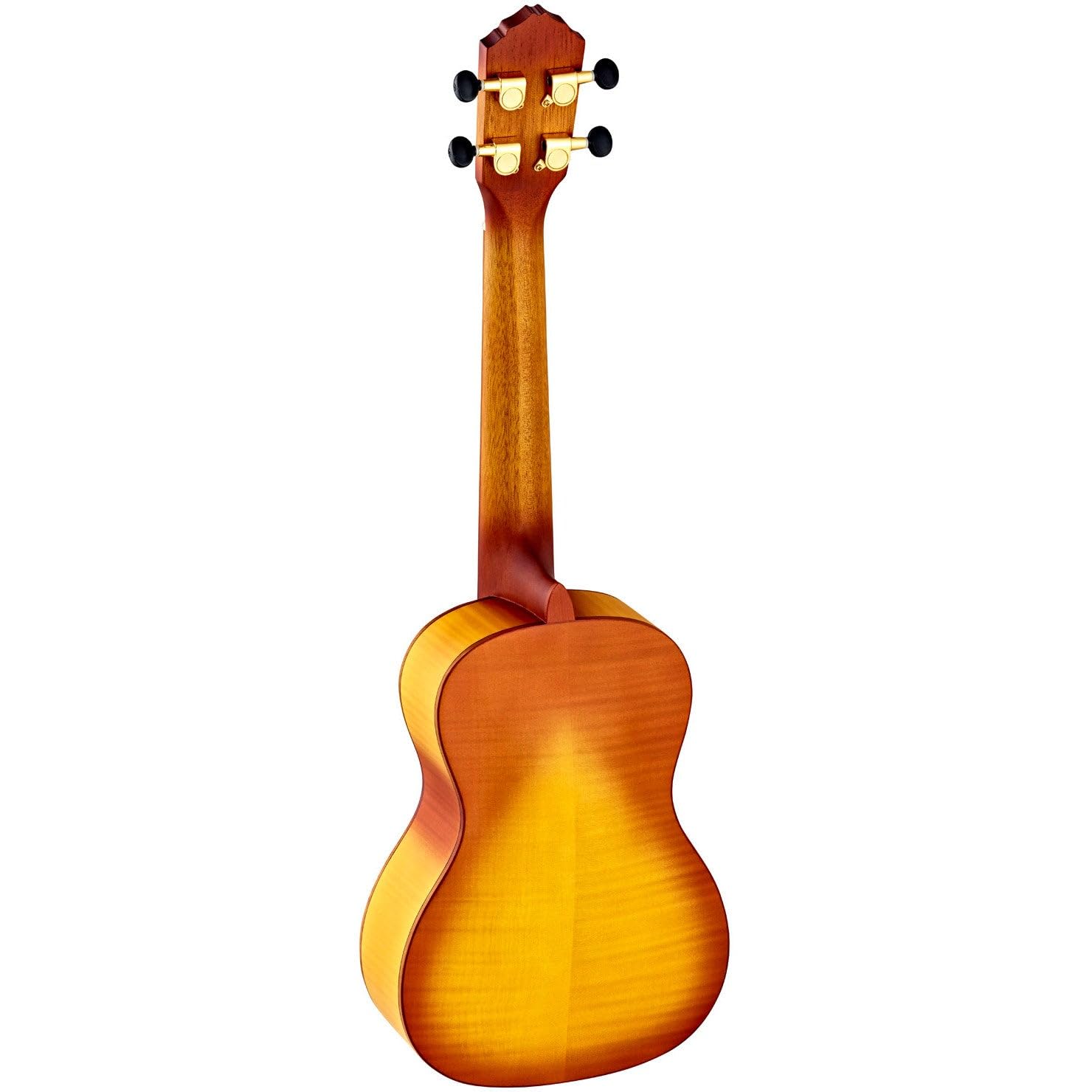Ortega Saloon Series Concert Ukulele + Estuche DeLuxe - tapa de arce flameado, fondo y aros/tapa y fondo arqueados/boca violín, RUSL-HSB