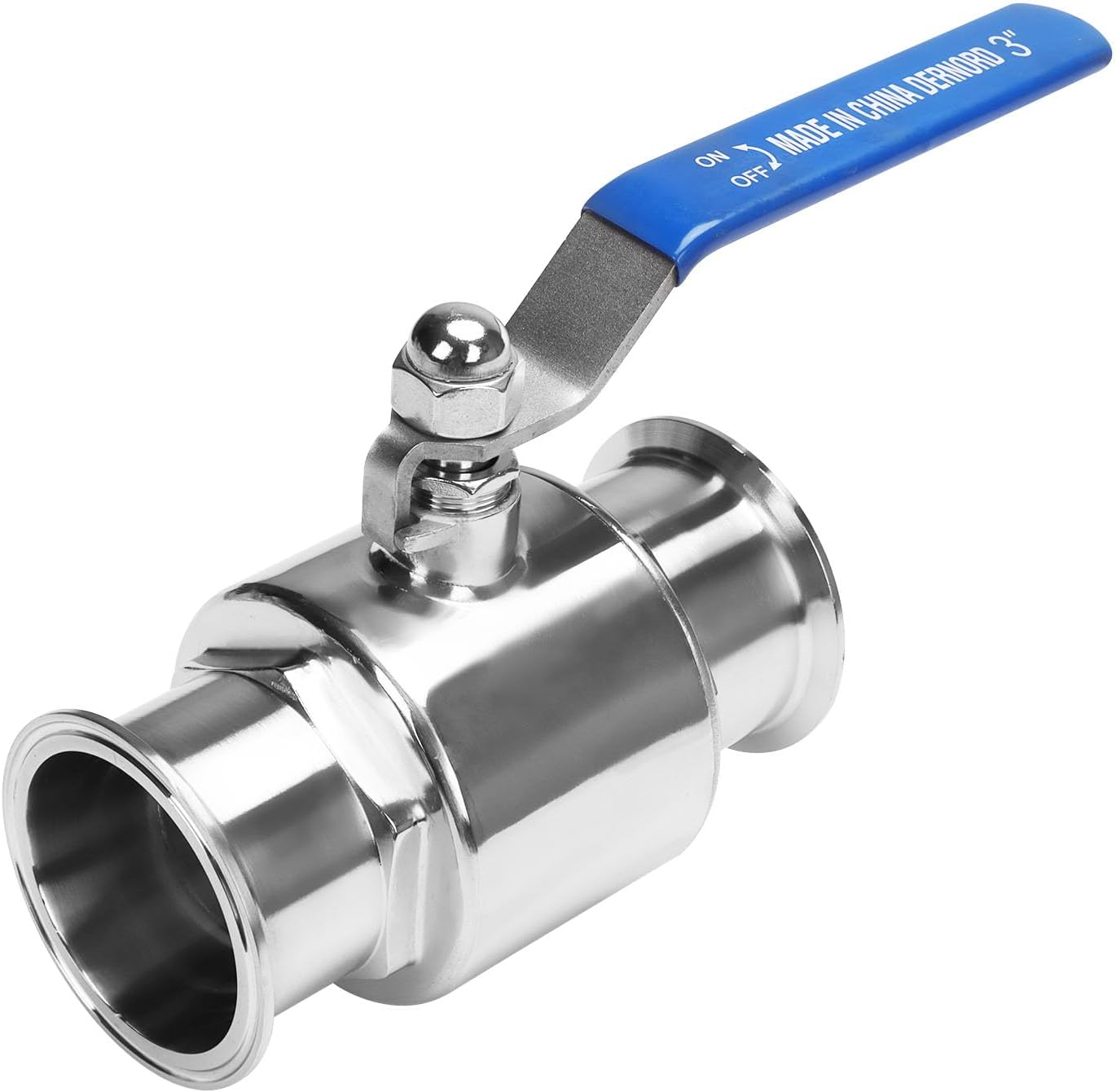 DERNORD 1.5" Tri-Clamp Ball Valve Stainless Steel 304,PTFE Lined. (1.5 inchTube OD)