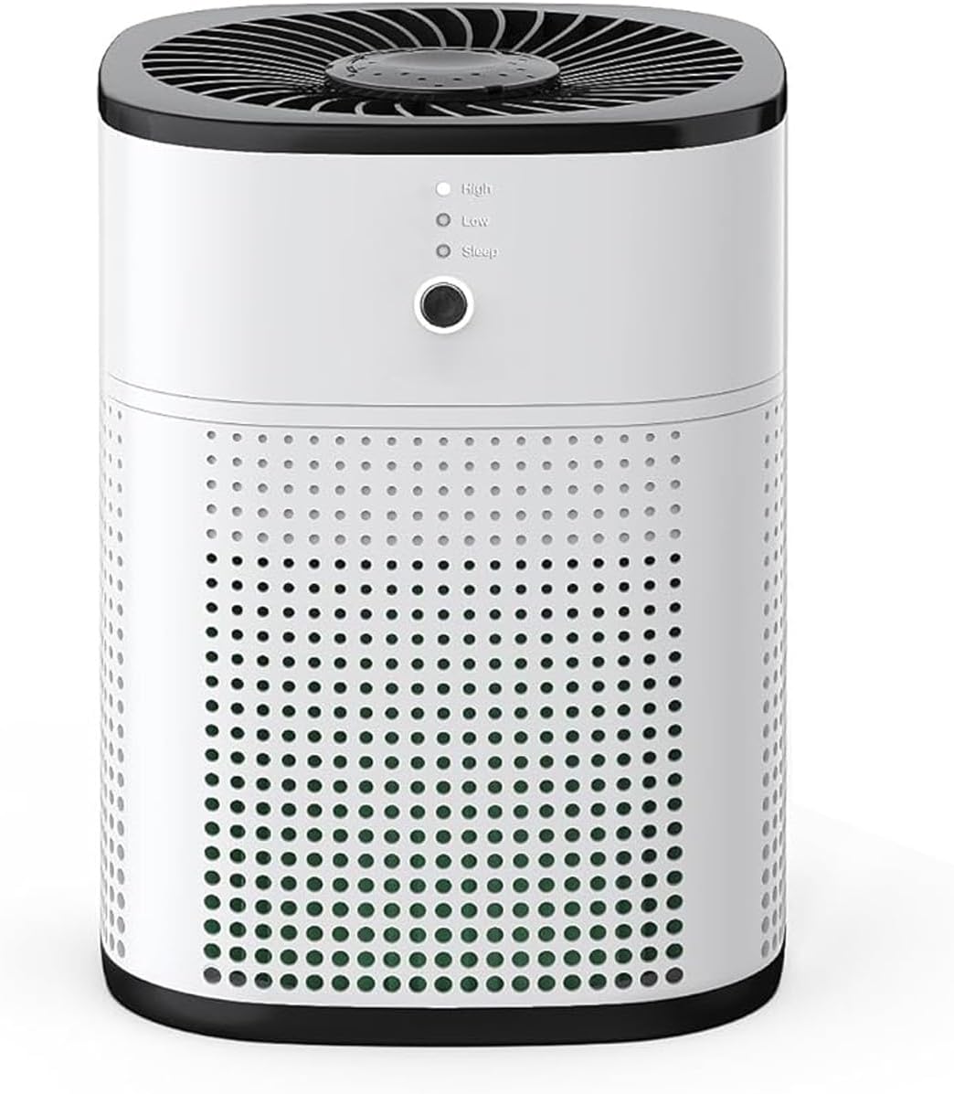 Air Purifiers for Bedroom with True HEPA Filter for Smoke, Dust, Pollen, Pet Dander, Small Air Purifiers for Home Bedroom, Quiet Air Cleaner with 24dB Sleep Mode, 1 Pack