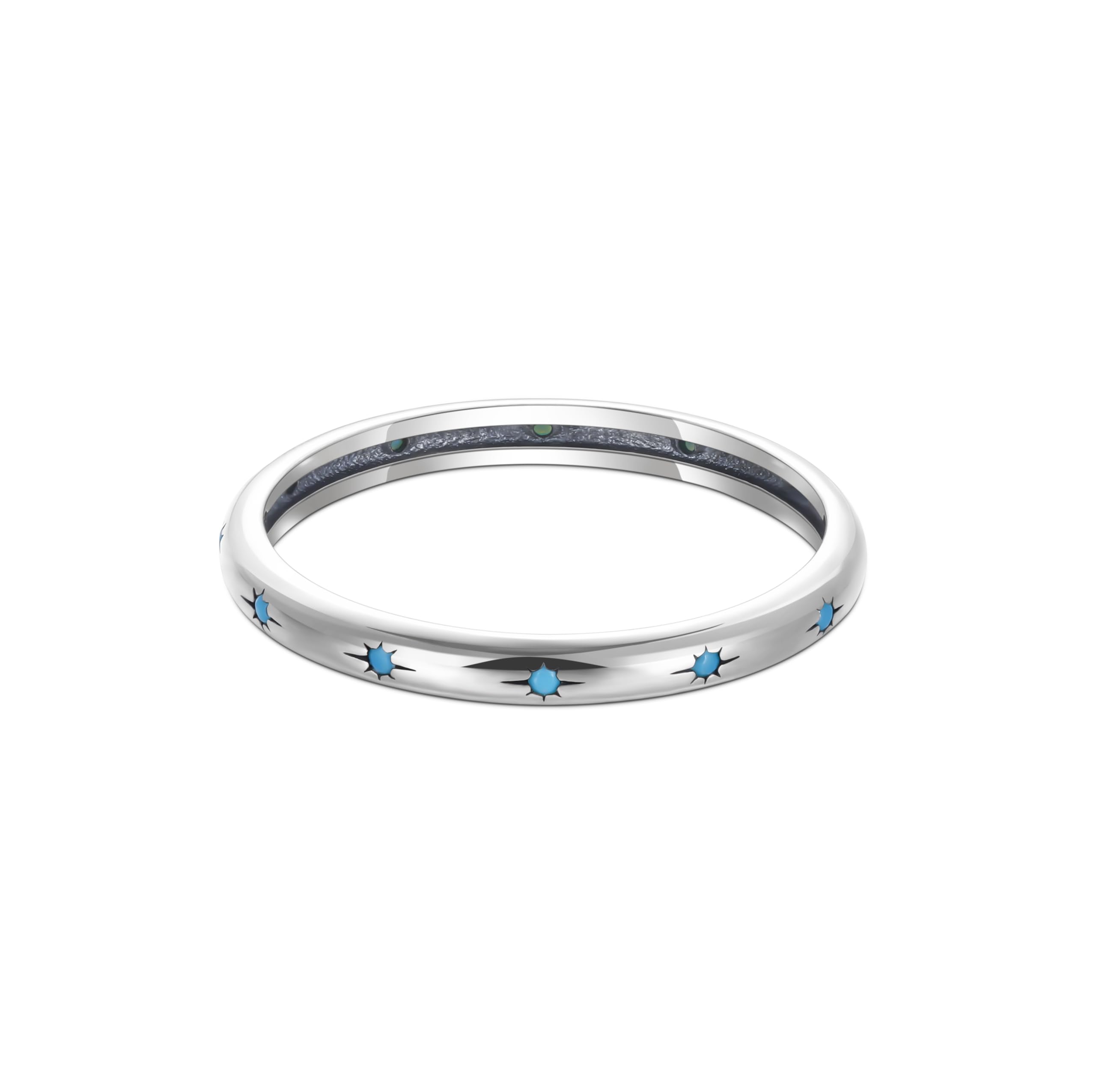 SHINYSO925 Sterling Silver Ring Engagement Wedding Band with Blue Turquoise Stackable Rings for Her Size 4-10