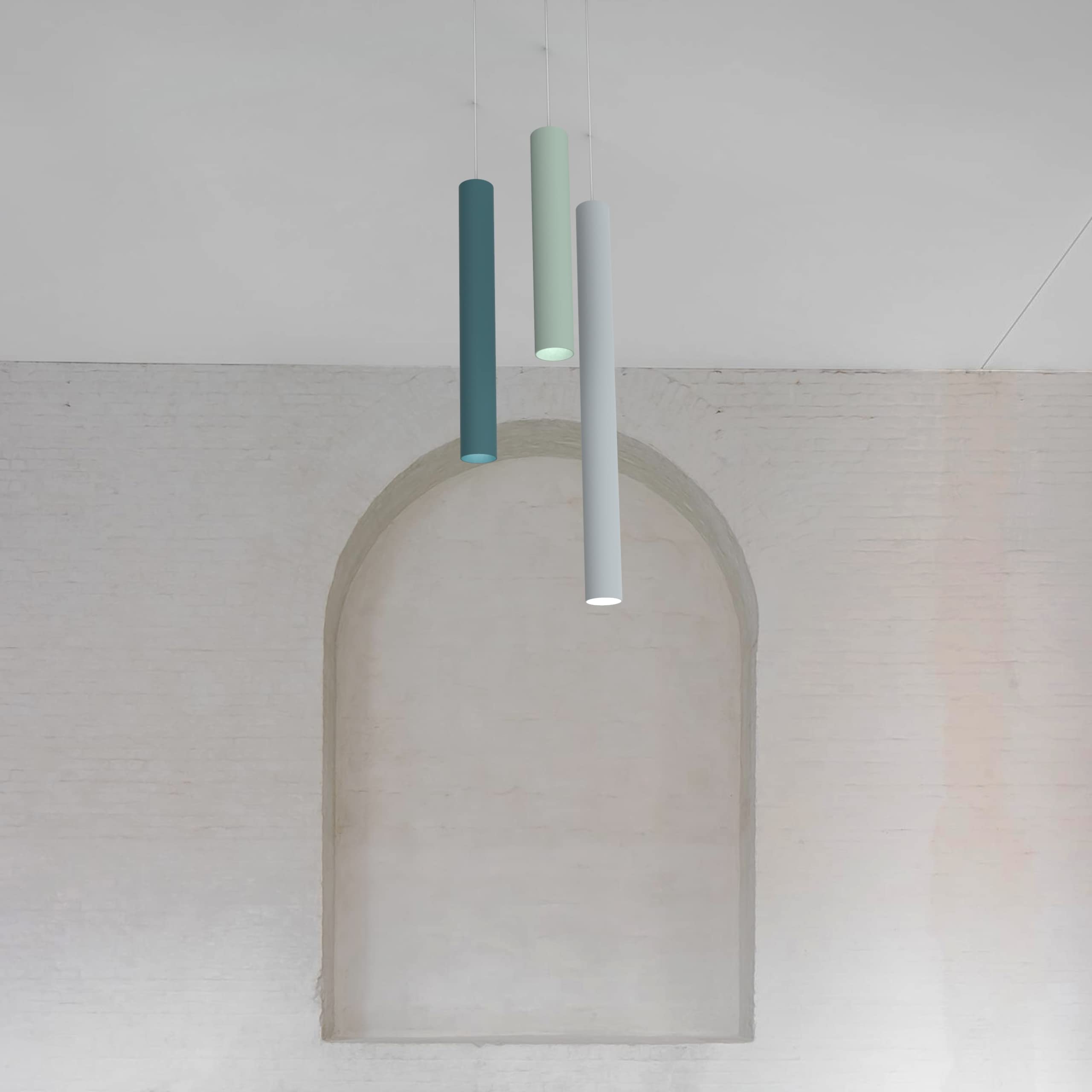 L+ Lampa wisząca „GU10” – cylindryczna, metalowa – wysokość H40cm – regulowany przewód 120 cm – Made in Italy – nowoczesna lampa punktowa do kuchni i salonu (Szary)