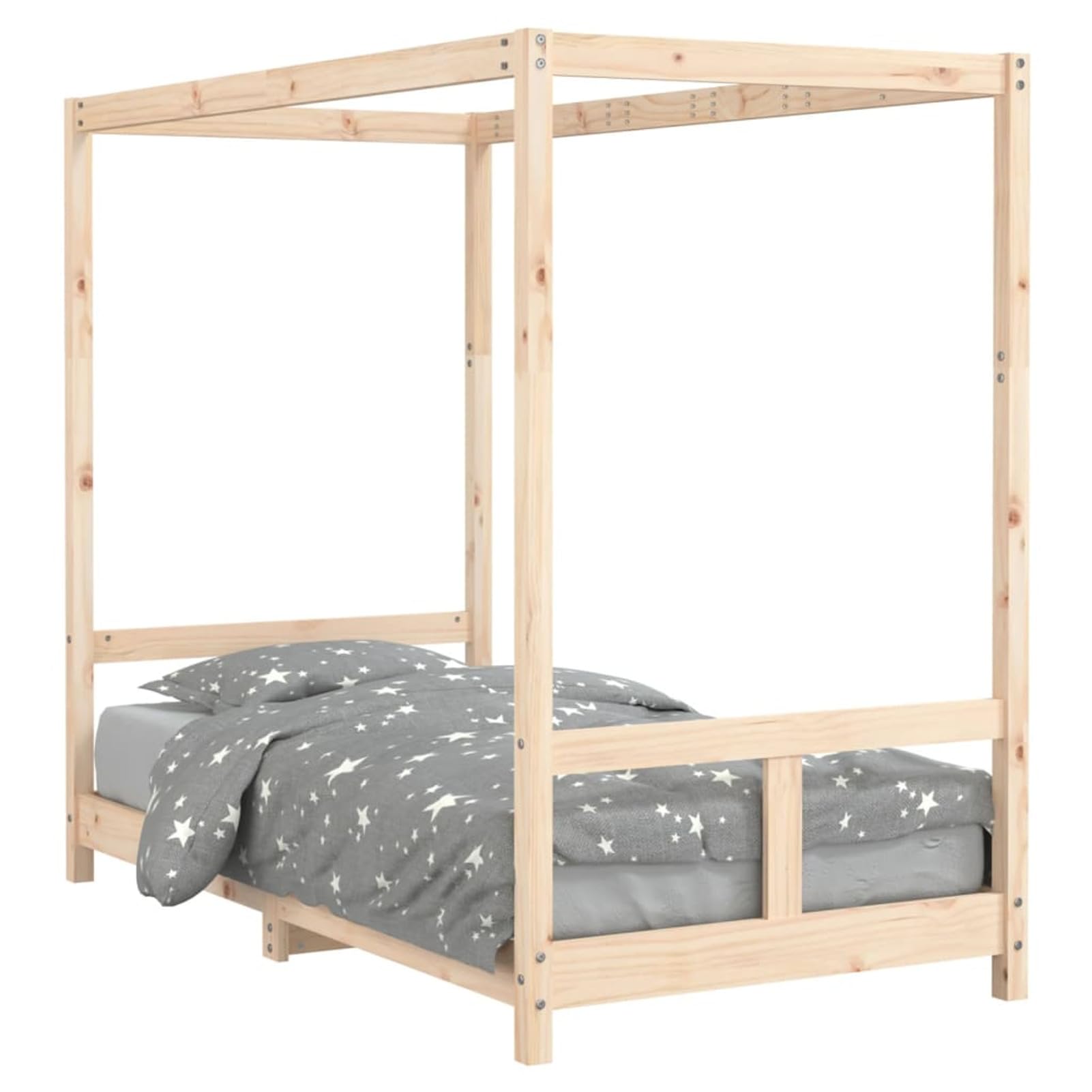 Gecheer Cama Infantil de Madera Maciza de Pino con Dosel, Adecuada para niños Mayores de 4 años, Dimensiones totales 165,5 x 85,5 x 140 cm, colchón 80 x 160 cm (no Incluido)
