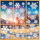 Fensterbilder Weihnachten, 228 Schneeflocken Fenstersticker, Weihnachtsdeko Fenster,Fensteraufkleber PVC Fensterdeko Selbstklebend, für Türen Schaufenster Vitrinen Glasfronten Deko