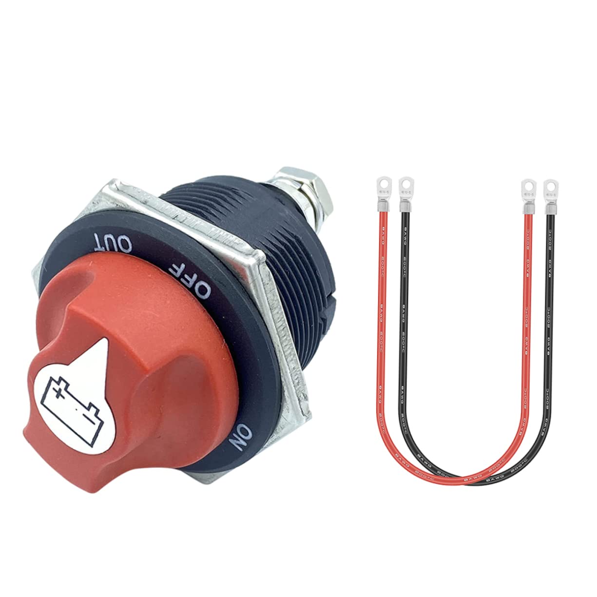 DECHOUS 1Set Battery Disconnect Switch Heavy Duty Isolator for Car Rv ATV Boat Power Cut Off Switch with Heavy Duty Power Cable