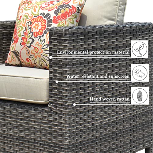 Xizzi Patio Furniture Sets Outdoor Sectional Sofa,No Assembly Required 6 Pieces Big Size Aluminum Conversation Set With 2 Pillows And Furniture Cover,Grey Wicker Beige Cushion thumb #5