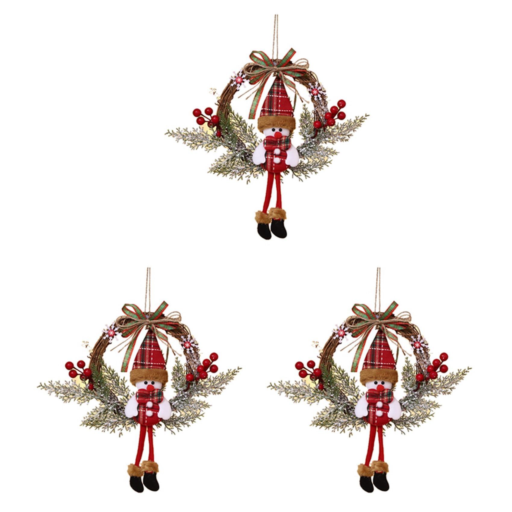 Vjsujehgy 3X Artificial Christmas Wreath for Front Door Wall Window Farmhouse Home Decoration, (Small)