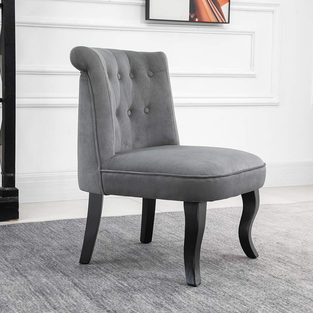 Ansley&HosHo Grey Dining Chairs Set of 2 Velvet Upholstered Seat with
