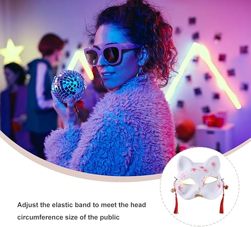 Miniatura 4 de BESTOYARD 2 máscaras de gato Kabuki de animales de Halloween, máscara de zorro japonés, máscara para baile de actuación, maquillaje, regalos de