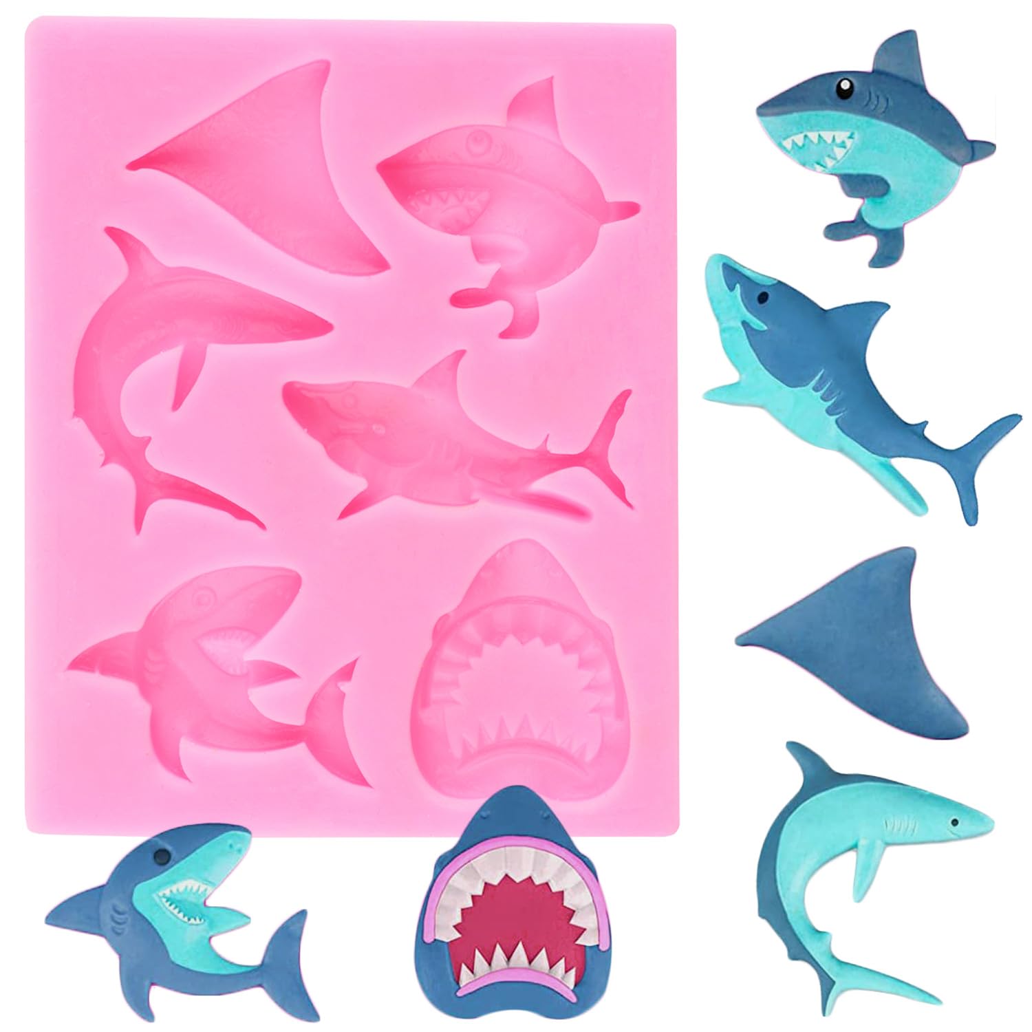 YIHUOMOLDS Ocean Shark Fondant Molds Sea Animal Silicone Mold For Sugar Cake Decorating Cupcake Topper Candy Chocolate Gum Paste Polymer Clay