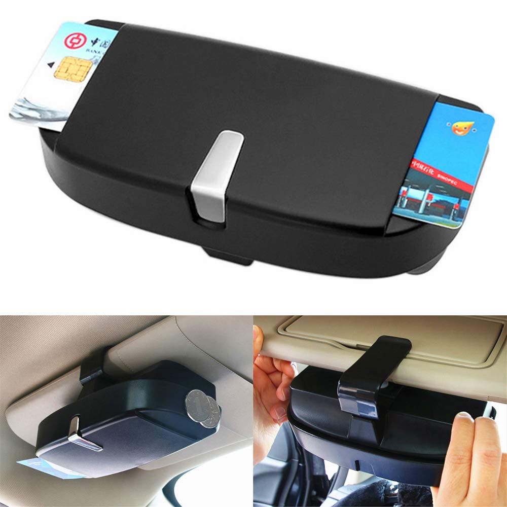 YOCTM Auto Sun Visor Clip Holder Eyeglasses Glasses Case Storage Box for Jeep Audi BMW Benz VW Golf Car Styling Accessories (Black)