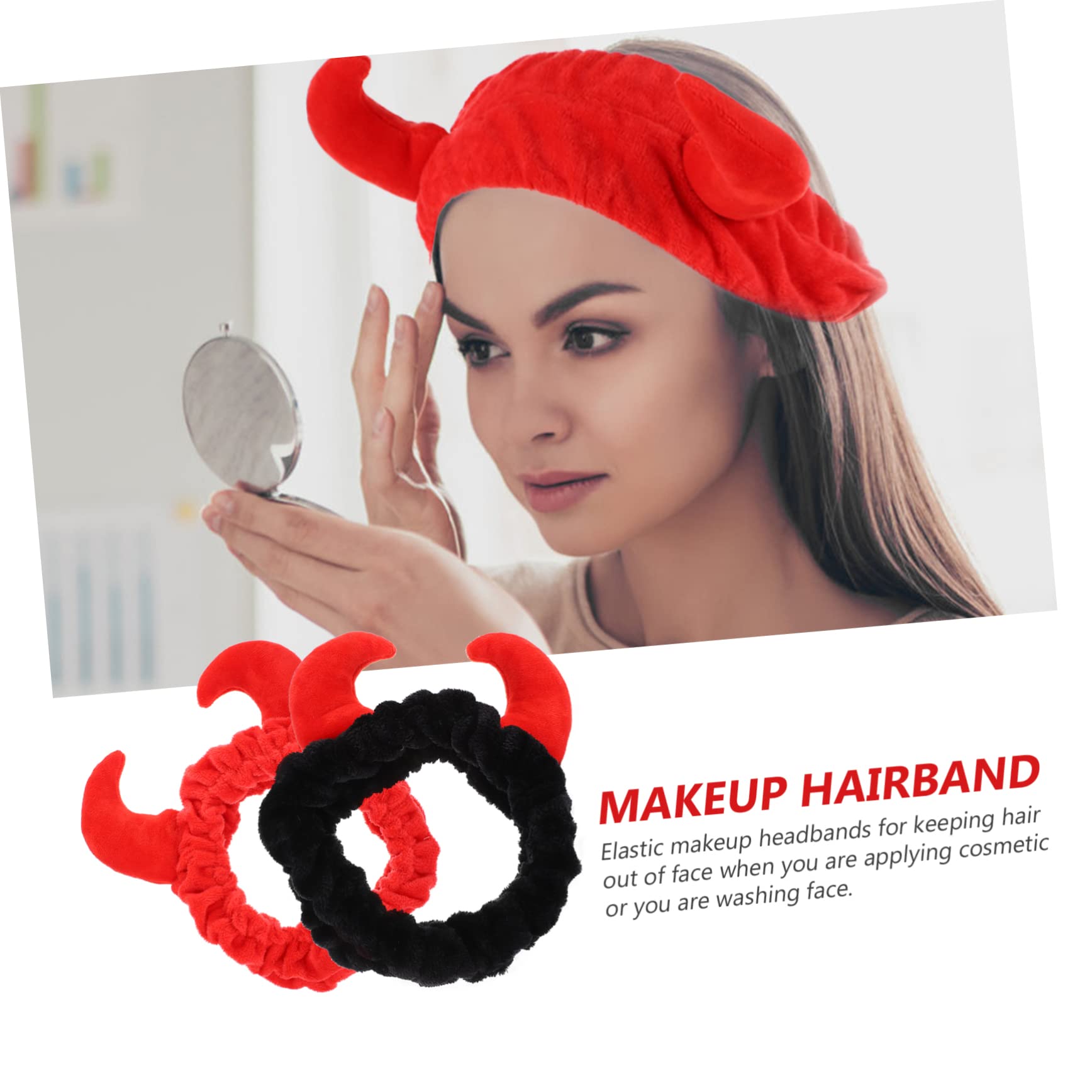 2pezzi Fascia Per Da Donna in Peluche Di Corno Per Trattamenti Viso Spa Trucco e Cura Della Confortevole e Resistente All Usura