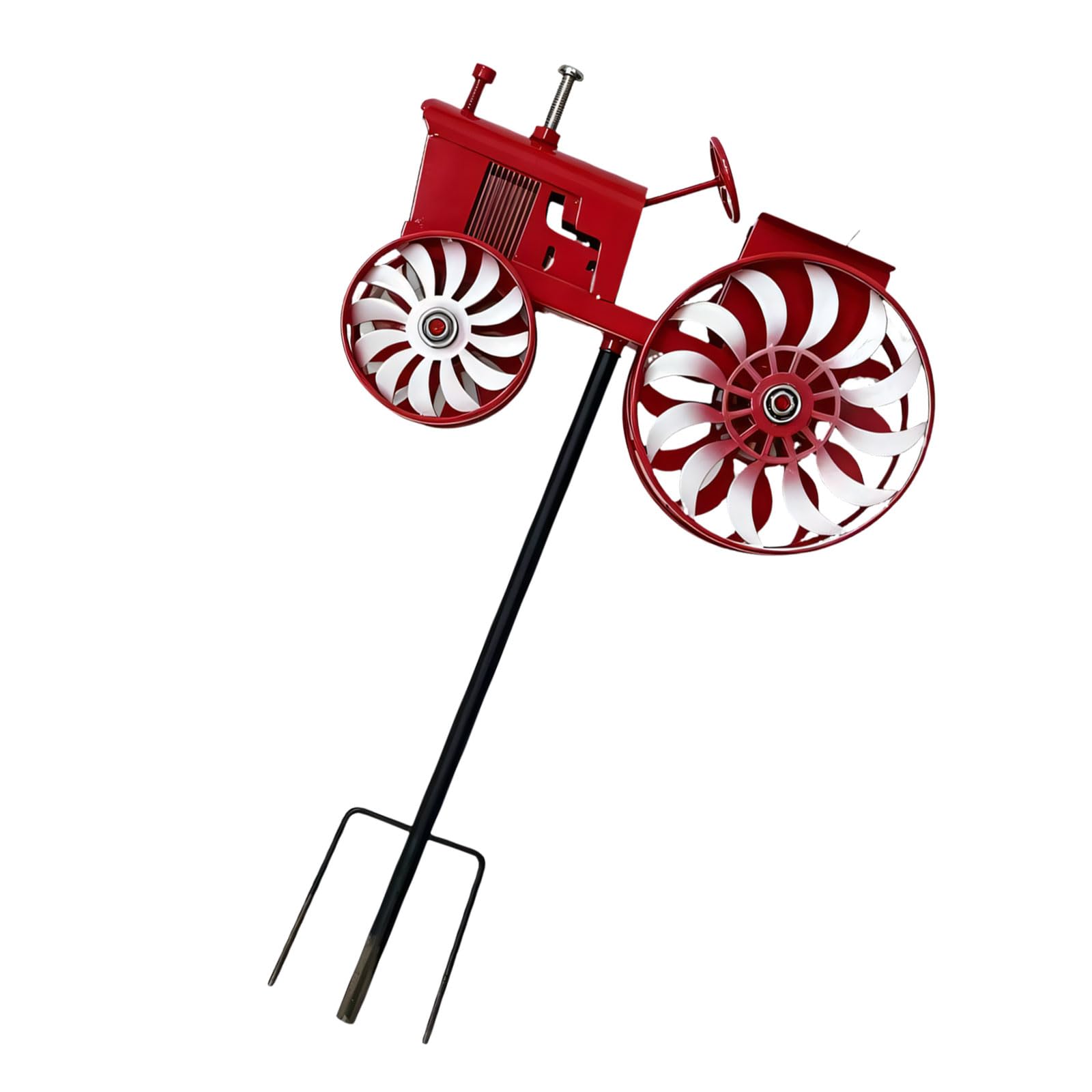 Handcrafted Metal Rotating Tractors Windmill Stake Outdoor Decoration for Backyard Garden and Landscape Outdoor Tractors Motion Art Wind Sculpture