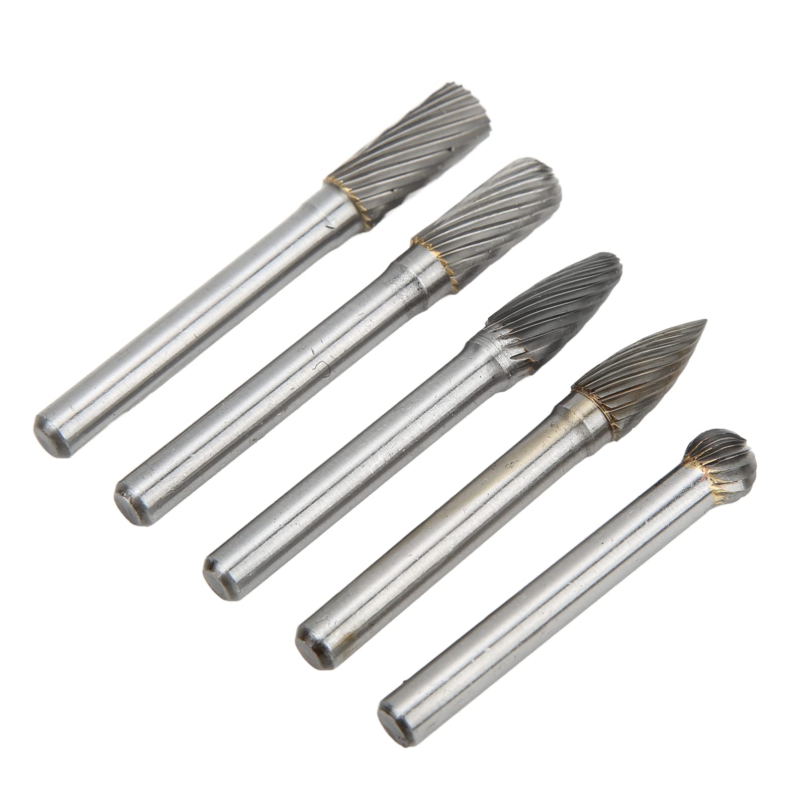 5PCS Single Cut Rotary Burr File Set, 5PCS Single Cut Rotary Burr File Set Tungsten Carbide 6mm 1/4in Shank Cutting Burr Set Fit for Polishing Grinding Woodworking Carving(ACDFG)-Auto Accessary - Image 4