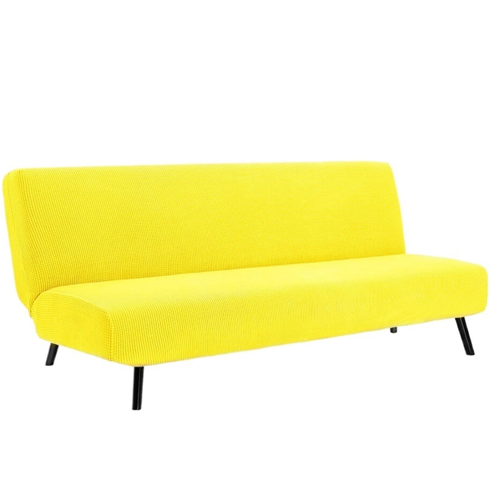 GCYEIDMA Armless Sofa Slipcover Armless Sofa Bed Slipcover Couch Cover Without Armrests Stretch Folding Futon Elastic Removable(Yellow,S 120-155cm)