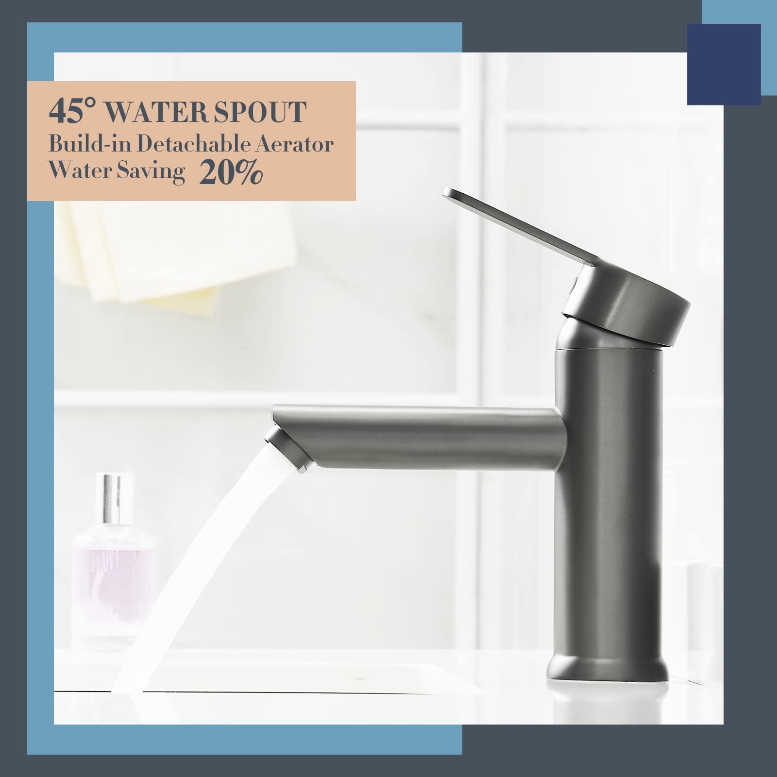 KUZOR Waschbeckenarmatur Centerset Mattschwarz – Mit 2 Griffen, Schwenkbarem Auslauf & Pop-Up Ablauf